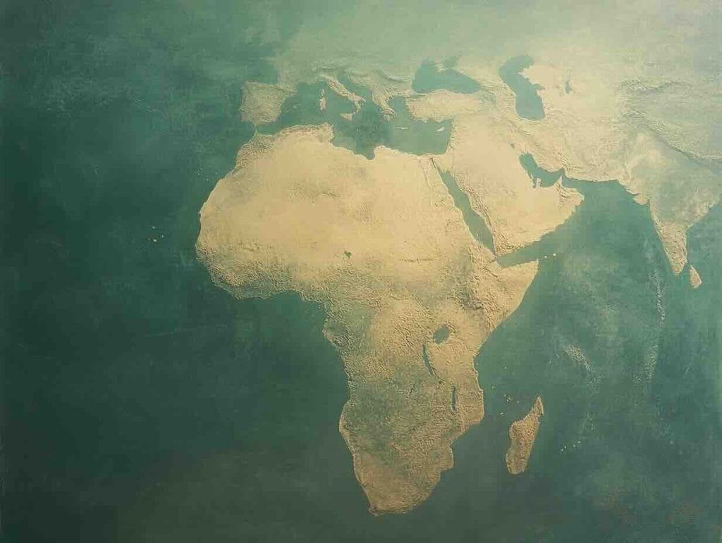 Satellite aerial view of African continent from space