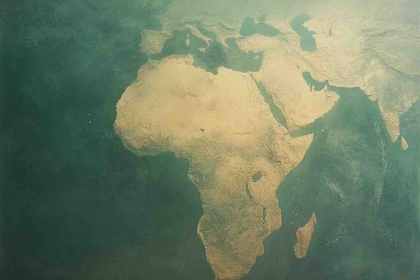 Satellite aerial view of African continent from space
