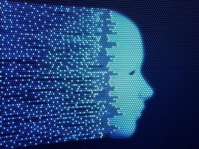 A digital face graphic
