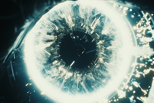 Close-up macro image resembling an iris pattern for biometric scanning technology