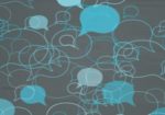 dark background with blue different speech bubbles, mess of the speech bubbles